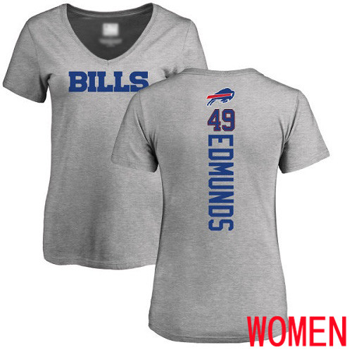 NFL Women Buffalo Bills #49 Tremaine Edmunds Ash Backer V-Neck T Shirt->women nfl jersey->Women Jersey